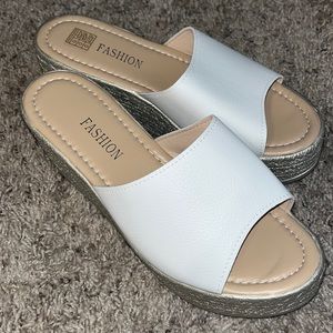 White wedge sandals